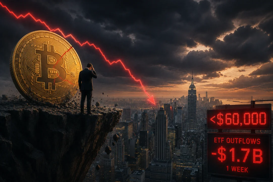 Биткоин рухнул ниже $60 000, а инвесторы вывели из ETF $1,7 млрд за неделю